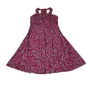 Krimson Klover High Neck Summer Dress, red burgundy floral, XS